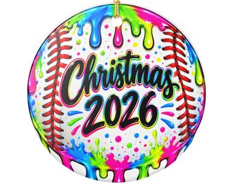 Baseball Drip Ornament Christmas 2026, (1pc)