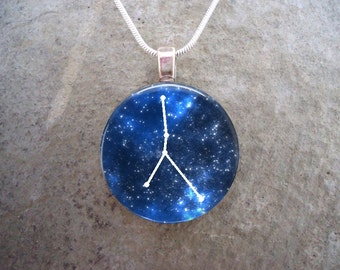 Constellation Cancer - Glass Astronomy Pendant - Science Jewelry - Free Shipping - sku CON-CANCER