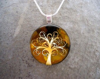 Tree Jewelry - Glass Pendant Necklace - Tree of Life Jewellery - Free Shipping - sku TREE17