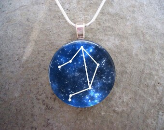Constellation Libra Jewelry - Libra - Glass Pendant Necklace - Astronomy - Free Shipping - sku CON-LIBRA