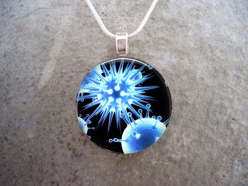 Virus Jewelry Glass Pendant Necklace Science Jewellery Virus 14 image 1