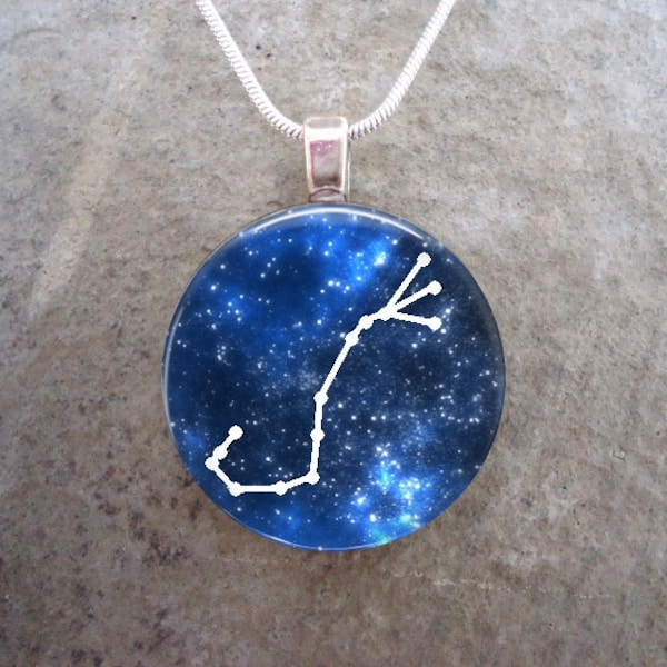 Scorpio Constellation Jewelry - Handmade Glass Tile Pendant for Necklace or Key Chain - Science Gift - Free Shipping - sku CON-SCORPIO