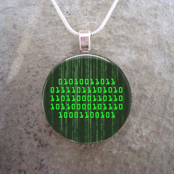 Pendentif ASCII binaire - Traduit en "Soulmate" - Cadeau parfait pour votre nerd - 1 pouce de diamètre - Livraison gratuite - Style BINARY-SOULMATE