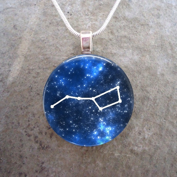 Constellation de la Grande Ourse - Collier avec pendentif en verre bombé de cercle de 1 pouce, porte-clés - Horoscope, Astrologie - Livraison gratuite - Style CON-URSAMAJOR