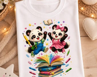 Panda-Paar PNG, T-Shirt-Design, Sublimationsgrafik (Digitaler Download)