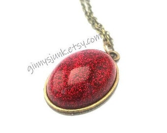 Ruby Red Glitter Necklace