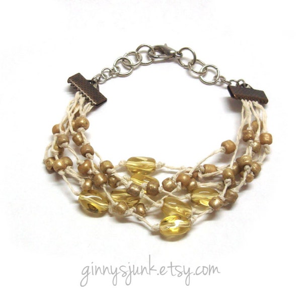 CLEARANCE - Sunshine and Gold Dust Hemp Bracelet - Hemp Jewelry - Gifts for Her - Gifts Under 15