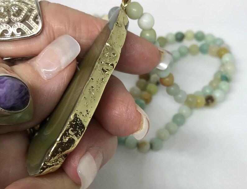 62 grms 5mm beads pendant is 60x25mm Beautiful agate necklace 4242 Beautiful