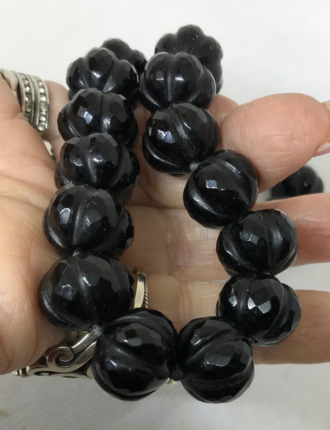 Black Jade Bead Necklace 4 Ounces 18 Long 13mm Beads Etsy UK