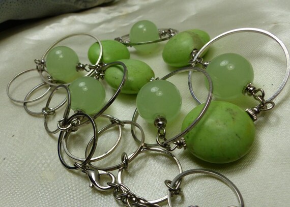 Green Gaspetite and Green Jade Bead necklace -54 … - image 1