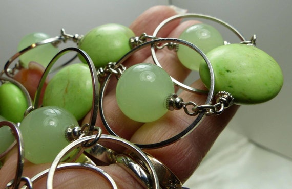 Green Gaspetite and Green Jade Bead necklace -54 … - image 2