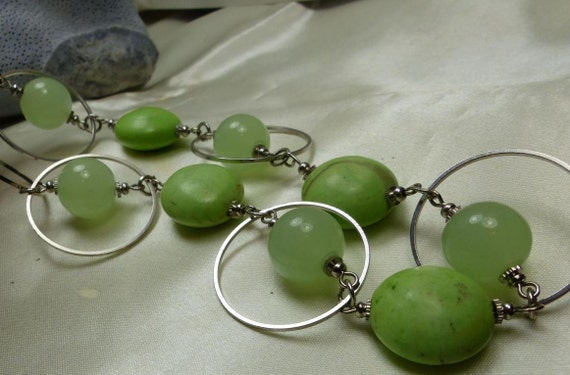 Green Gaspetite and Green Jade Bead necklace -54 … - image 5