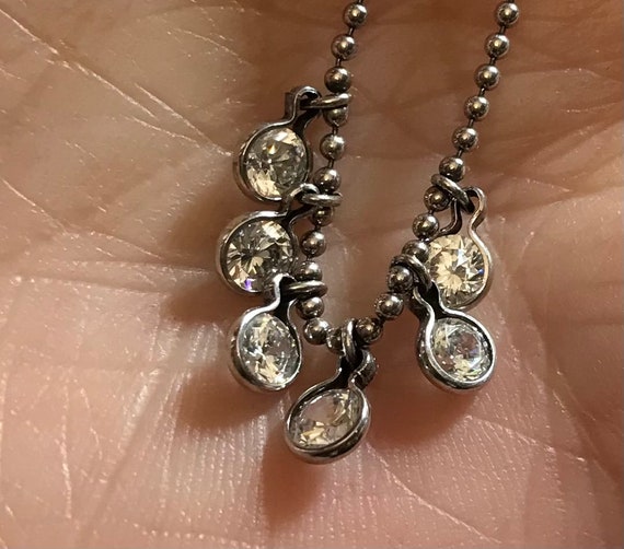 Cz necklace  with sterling silver popcorn chain, … - image 3