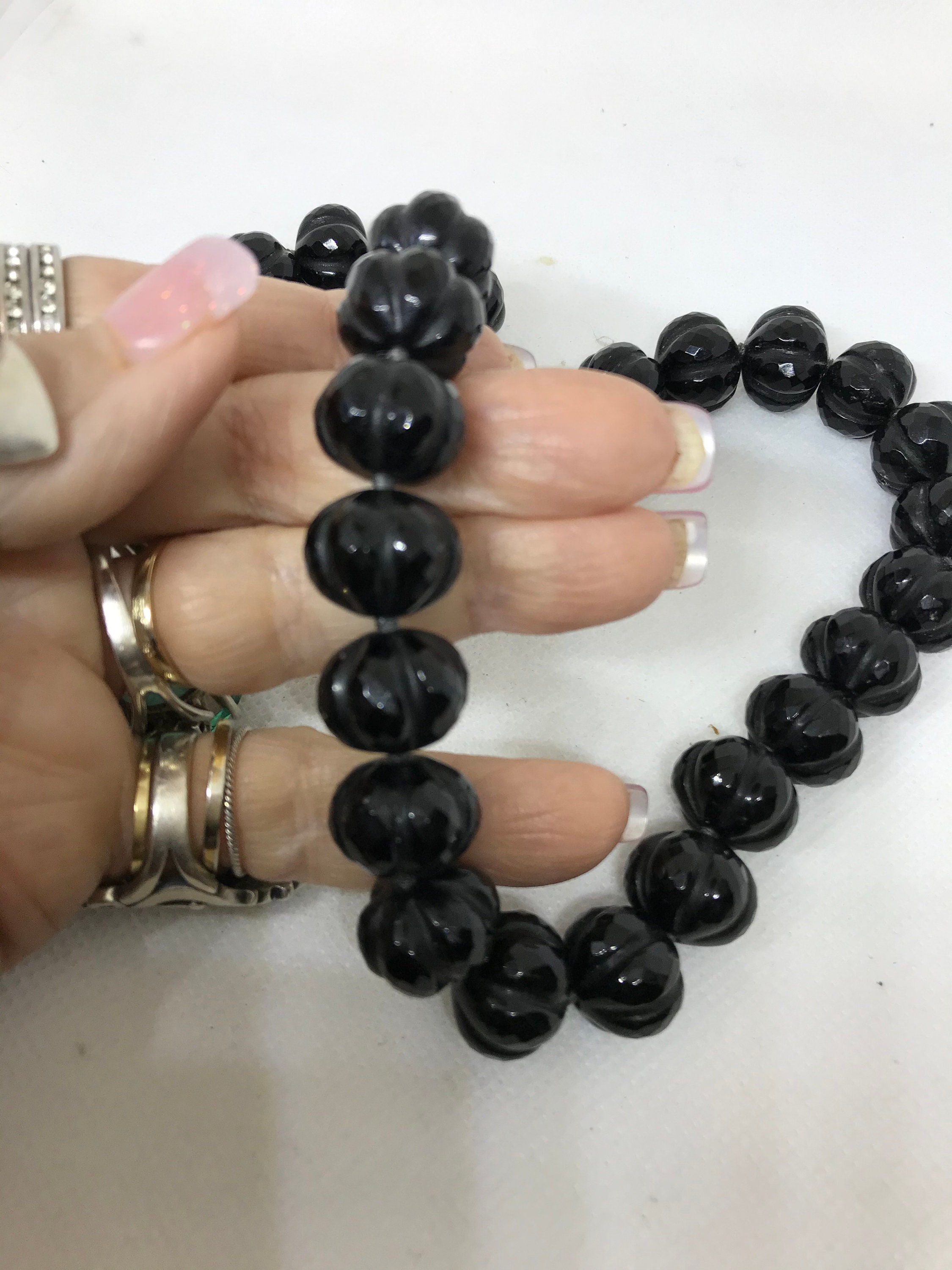 Black Jade Bead Necklace 4 Ounces 18 Long 13mm Beads Etsy UK