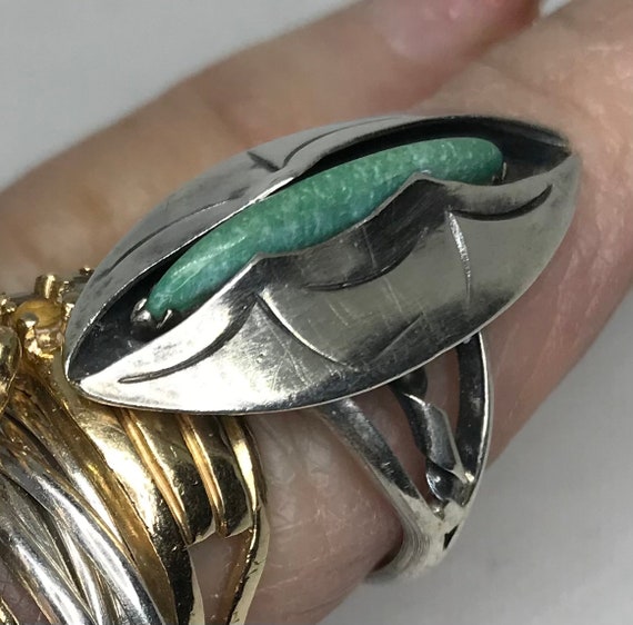 Beautiful vintage sterling silver and turquoise r… - image 2
