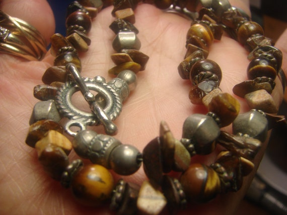 Beautiful Tiger Eye & Sterling Silver Necklace- T… - image 2