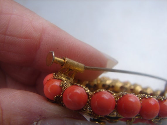 1890's CARVED SALMON CORAL brooch 34. - image 5