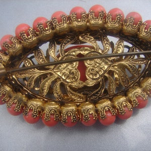 1890's CARVED SALMON CORAL brooch 34. image 2