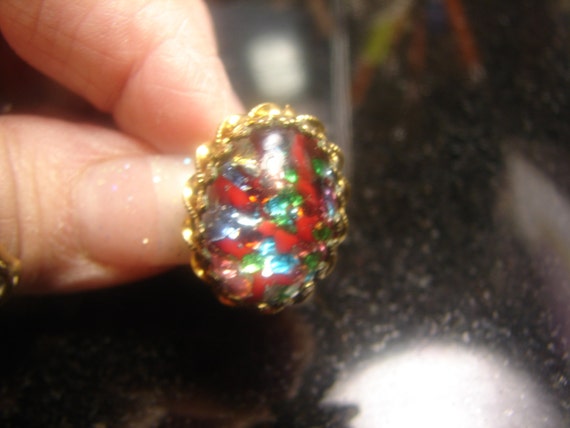Faux Opal Ring from the 40's , no size, opens eur… - image 1