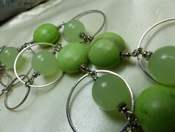 Green Gaspetite and Green Jade Bead necklace -54 … - image 4