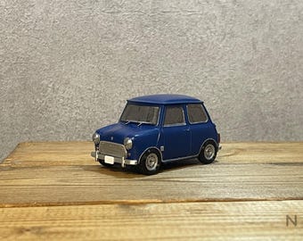 Modelo clásico Mini a escala 1:43 hecho a mano | Miniatura BMC Mini Cooper pintada a mano / BLMC Mini Cooper S Mk3 azul