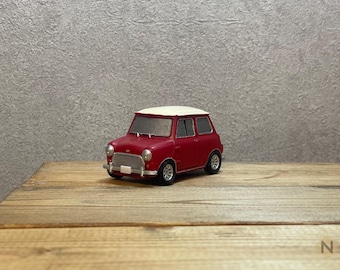 Modelo clásico Mini a escala 1:43 hecho a mano | Miniatura BMC Mini Cooper pintada a mano / Morris Mini Cooper S Mk2 rojo