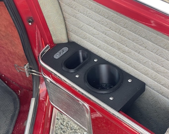 Mini portavasos y consola de almacenamiento Classic Mini | Organizador de bolsillo de puerta estilo SPQR | Instalación sin perforaciones | Compatible con BMC Mini