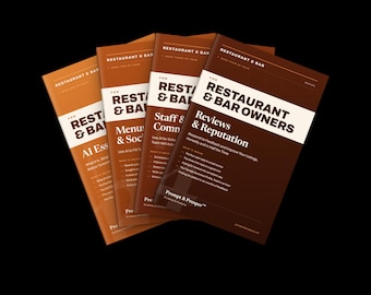 Restaurant & Bar Owner AI Bundle, 4 eBooks for Menus, Staff, Reviews (PDF)