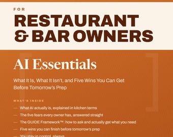 AI Essentials for Restaurant & Bar Owners, Beginner Guide eBook (PDF Download)