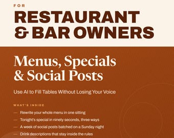 AI Restaurant Marketing eBook, ChatGPT Prompts for Menus & Social Posts (PDF)