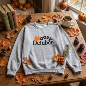 居心地の良い10月のミシン刺繍デザイン、秋の紅葉の刺繍パターン、秋のスウェットシャツ、感謝祭のPES