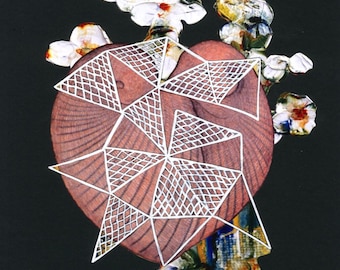 Stampa artistica a collage: Decorazione romantica (11x14) "Vieni da me nel giardino del mio cuore"