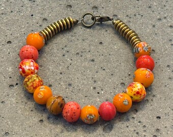 Boho Bunt Glas und vergoldete Hämatit Stack Armband