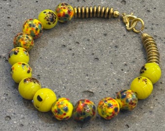 Boho Bunt Glas und vergoldete Hämatit Stack Armband