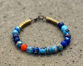 Boho Bunt Glas und vergoldete Hämatit Stack Armband