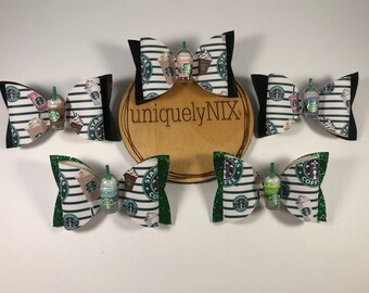 Frappe Latte Nylon Headband Clip Hair Bow RTS