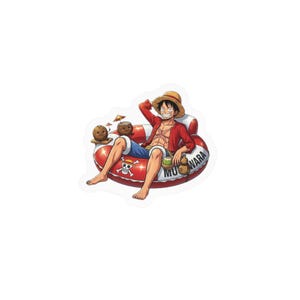 Straw Hat Pirate on Inner Tube Sticker | Kiss-Cut Vinyl Decal