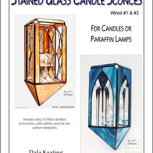 Stained Glass PDF E-Pattern Tutorial, Candle Sconces, Digital download