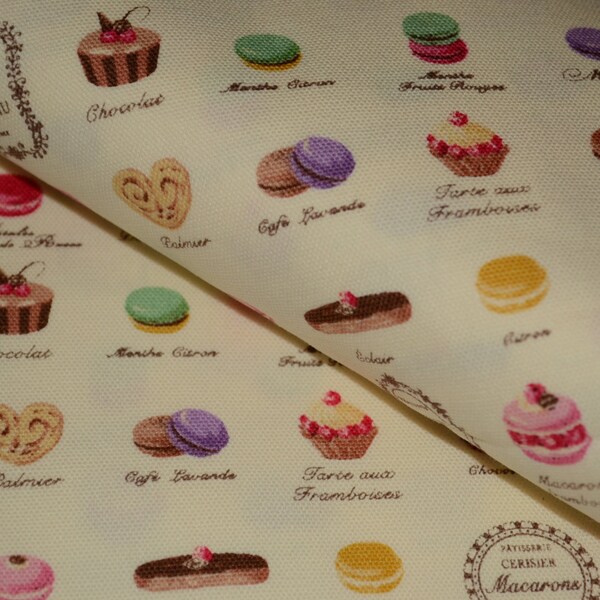 Yuwa Japanese Cotton Fabric French Collection, Macarons Cream