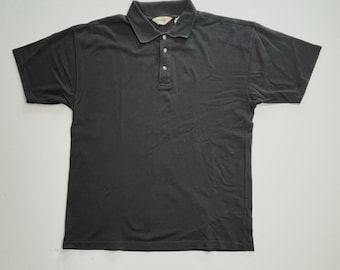 Vintage Eddie Bauer zwarte polo met korte mouwen, 100% katoen piqué, herenmodel - jaren 90