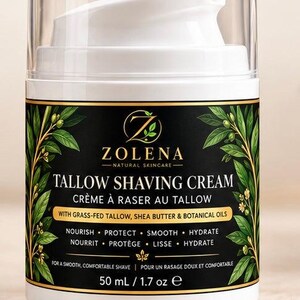 ZOLENA Tallow Shaving Cream - Grass-Fed Tallow,She Butter & Botanical Oils - 50 mL