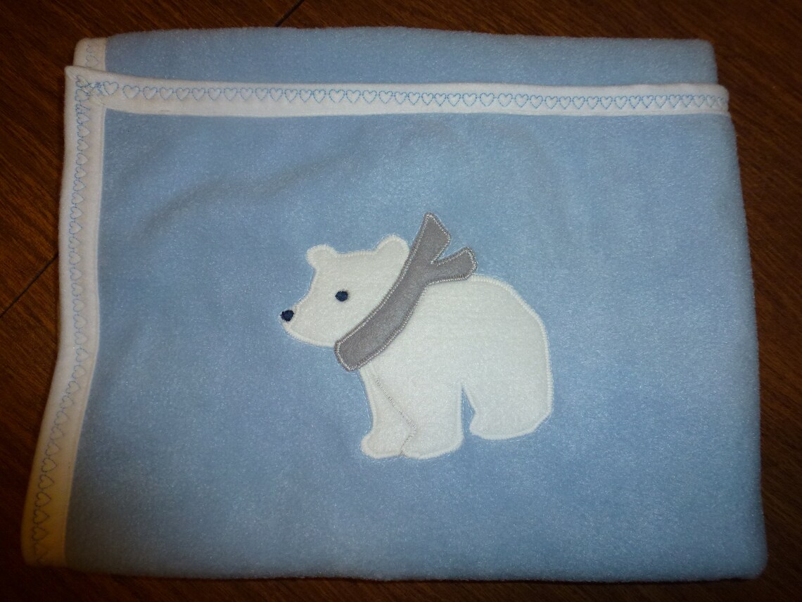 Handmade Fleece Baby Blanket with Appliqued Polar Bears and Etsy