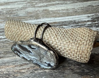 Large Cut Agate Statement Ring