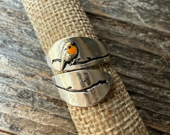 Silver Robin Bird Adjustable Cuff Ring ~ Hope, Memories & Renewal