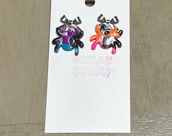 Rainbow spider stud earrings