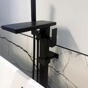Freestanding Tub Filler Anti-Wobble Support Brace | Custom Wall Bracket, Matte Black