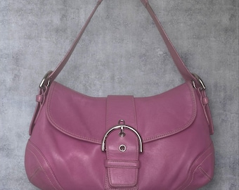 Vintage COACH Y2K Soho Hamptons Black Leather Signature Satchel