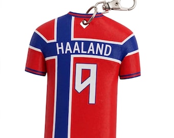 Haaland 9 Jersey Keychain | Norway Soccer Mini Shirt Keyring (3D Printed)