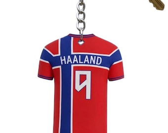 Haaland 9 Jersey Keychain | Norway Soccer Mini Shirt Keyring (3D Printed)