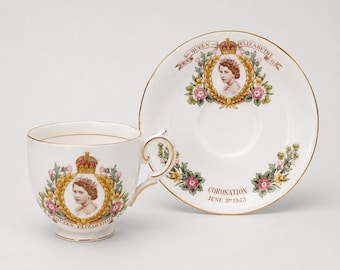 Vintage Tuscan Queen Elizabeth II Coronation Cup and Saucer Set 1953